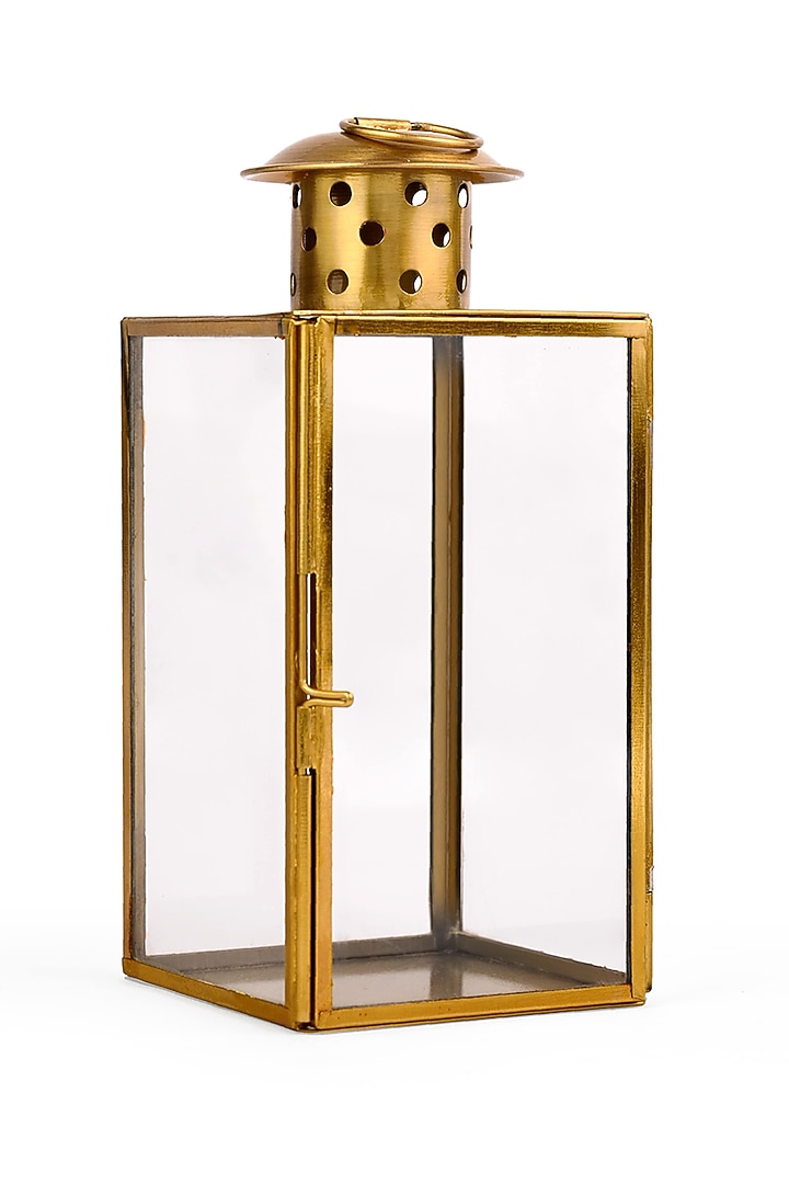 Gold Brass & Glass Lantern by Serein Wellness at Pernia's Pop Up Shop
