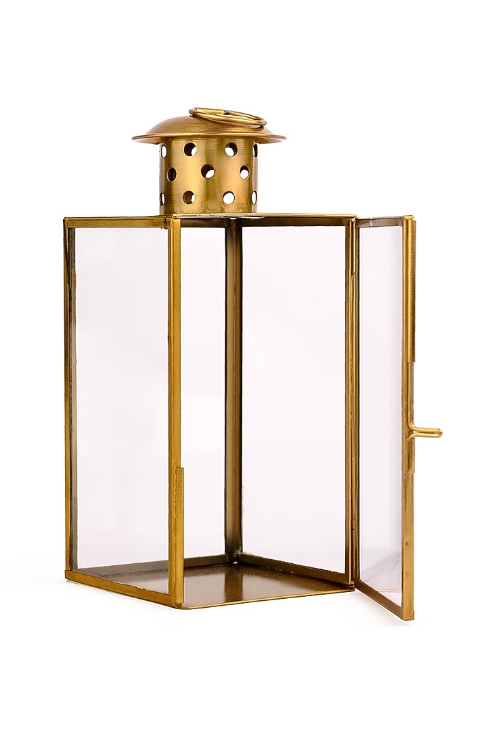 Gold Brass & Glass Lantern by Serein Wellness at Pernia's Pop Up Shop