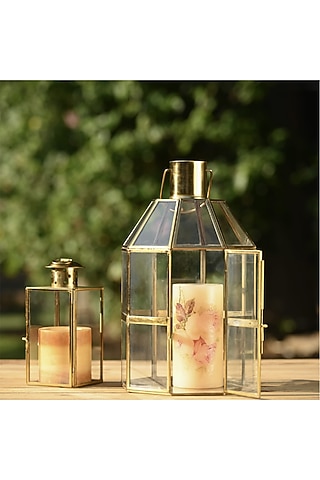 Gold Brass & Glass Lantern by Serein Wellness
