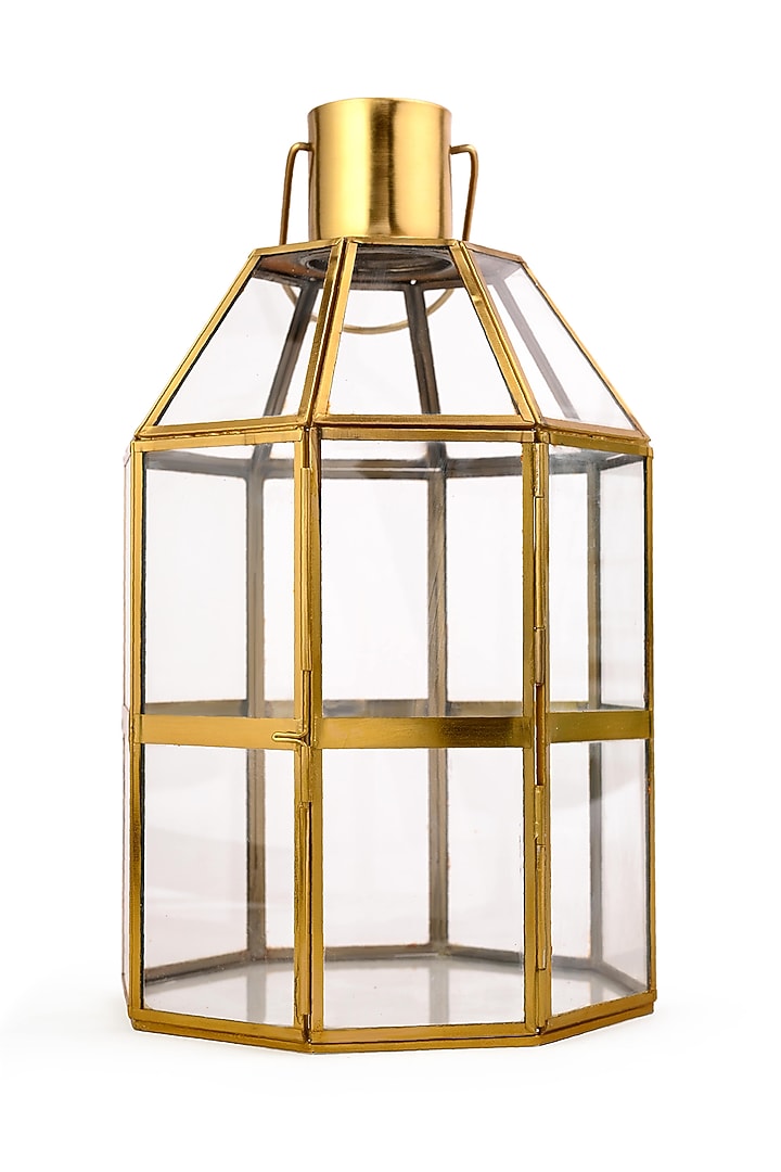Gold Brass & Glass Lantern by Serein Wellness at Pernia's Pop Up Shop