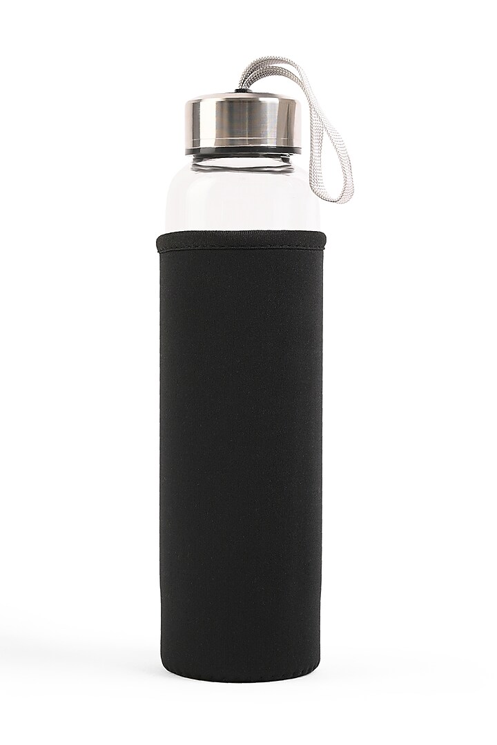 Clear Glass, Steel & Black Tourmaline Bottle by Serein Wellness at Pernia's Pop Up Shop