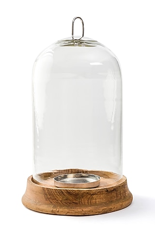Multi Purpose Rustic Teak Wood Base & Glass Cover by Serein Wellness