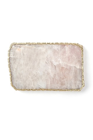 Rose Quartz Cheese Board With Gold Trim by Serein Wellness