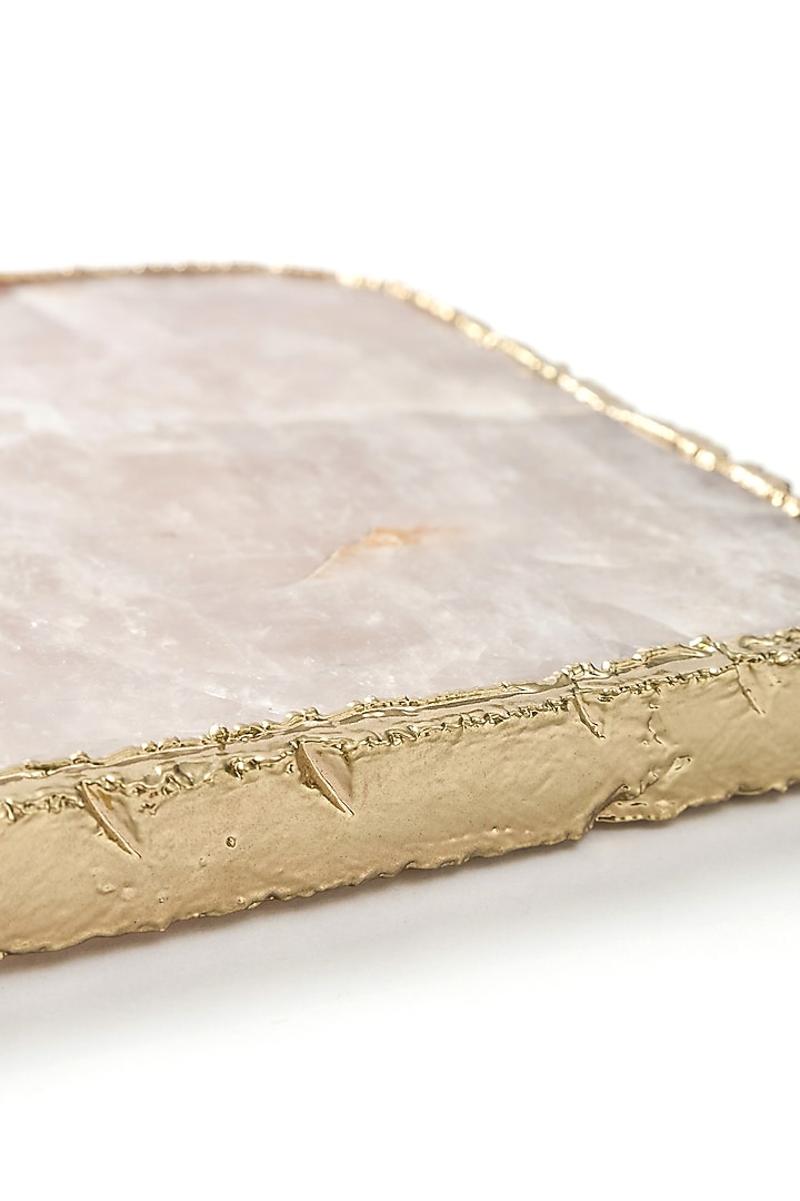 Rose Quartz Cheese Board With Gold Trim by Serein Wellness at Pernia's Pop Up Shop