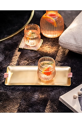 Gold Handmade Rectangle Serving Platter by Serein Wellness