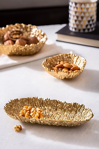 Gold Brass Elongated Bowl by Serein Wellness