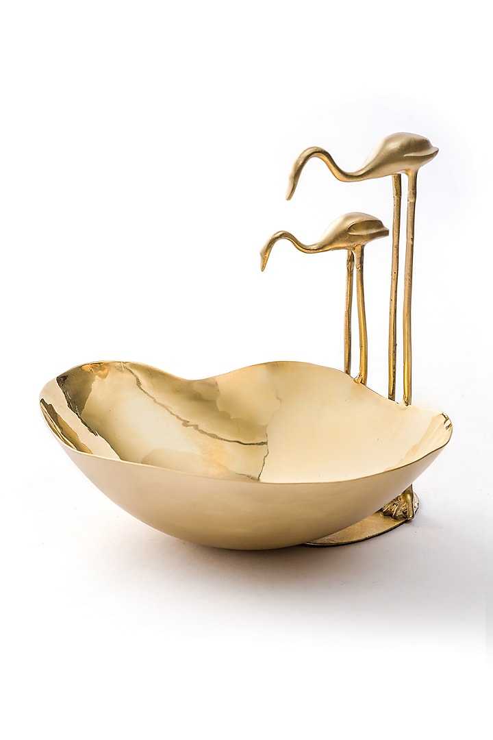 Gold Brass Flamingo Bowl by Serein Decor
