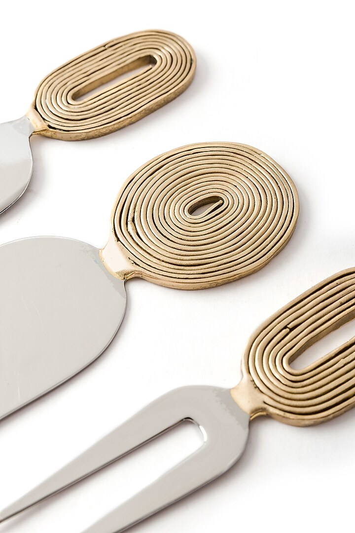 Gold Cheese Knife Set (Set of 3) by Serein Wellness at Pernia's Pop Up Shop