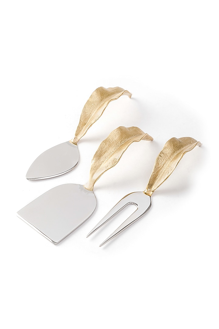 Gold Brass Cheese Knife Set (Set of 3) by Serein Wellness