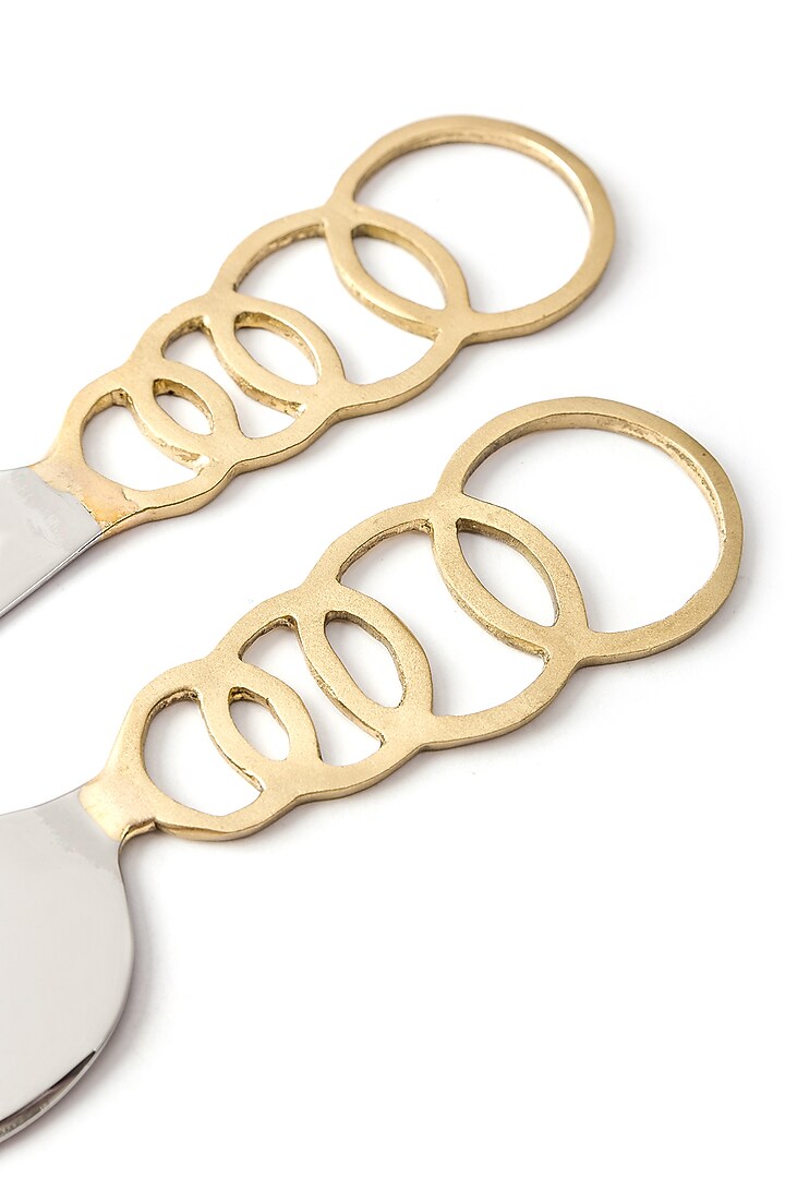 Gold Brass Cheese Knife Set (Set of 2) by Serein Wellness at Pernia's Pop Up Shop