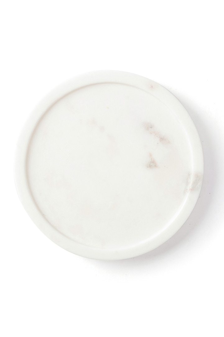 White Marble Small Round Platter by Serein Wellness