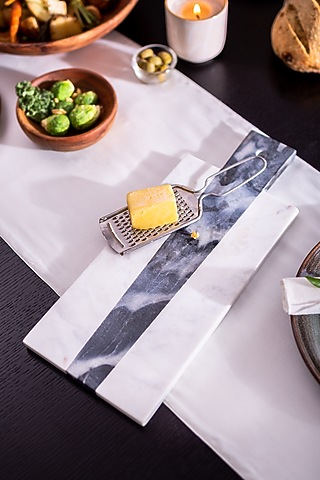White & Grey Marble Cutting Board by Serein Wellness
