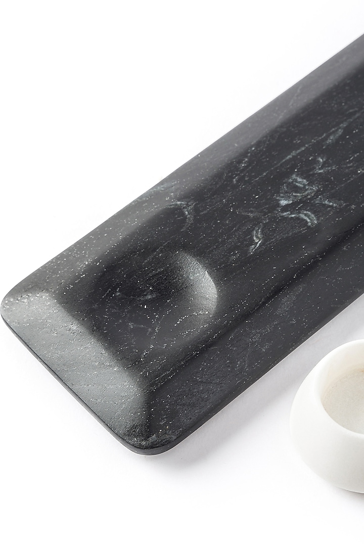 Black Platter & White Marble Bowl by Serein Wellness at Pernia's Pop Up Shop