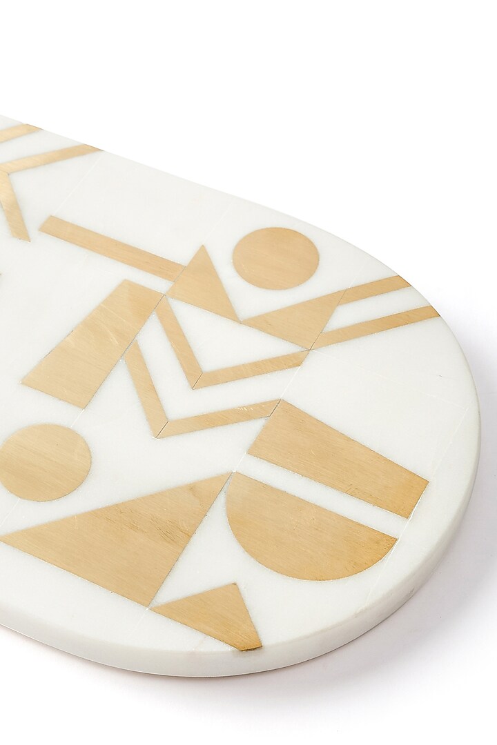 White & Gold Handmade Serving Tray by Serein Wellness at Pernia's Pop Up Shop