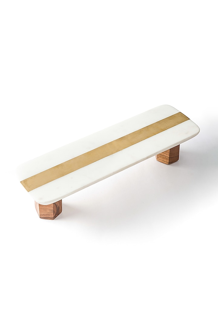 White & Gold Marble Serving Tray by Serein Wellness