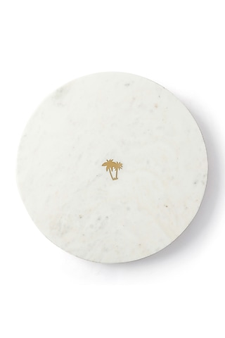 White & Gold Palm Tree Serving Platter by Serein Wellness