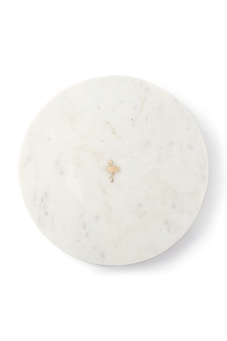 White & Gold Flamingo Serving Platter by Serein Wellness
