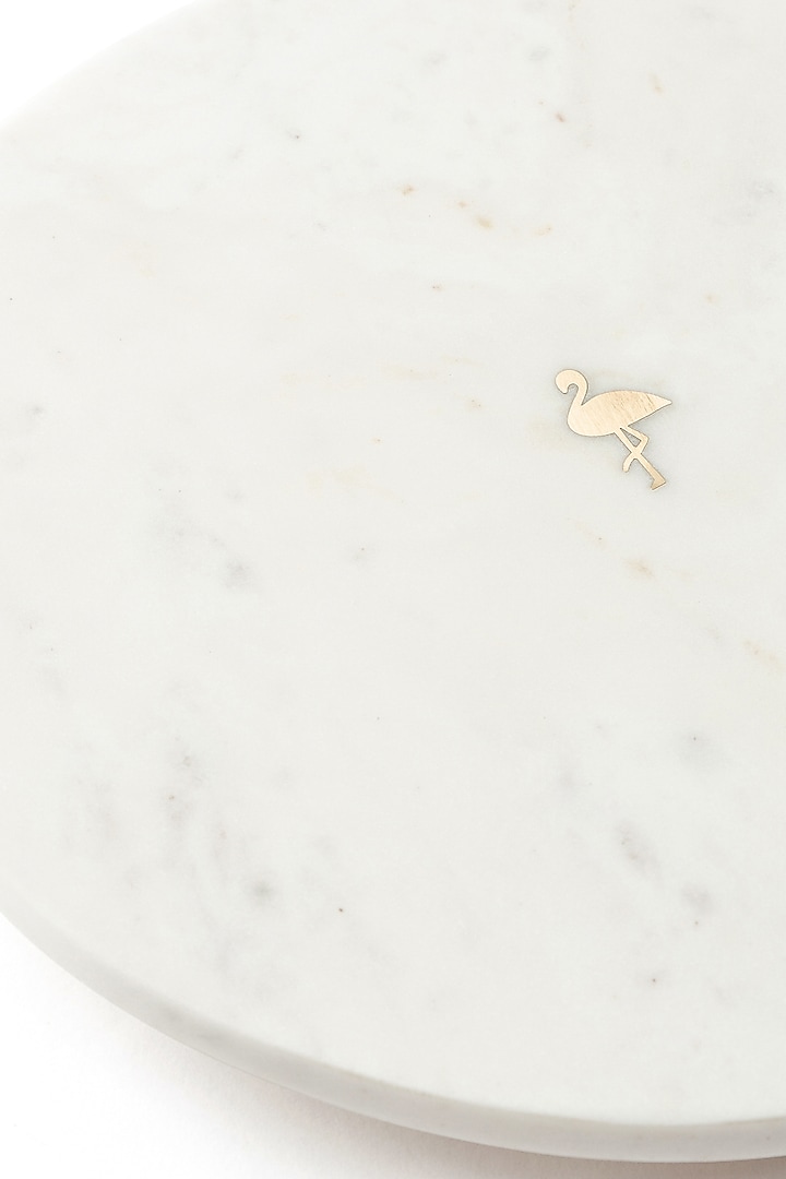 White & Gold Flamingo Serving Platter by Serein Wellness at Pernia's Pop Up Shop