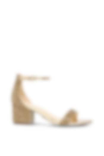 Gold Suede & Mirror Leather Embellished Heels by SEPHYR at Pernia's Pop Up Shop