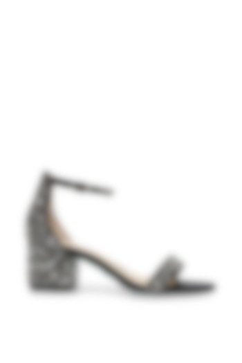 Black Suede & Mirror Napa Leather Embellished Heels by SEPHYR