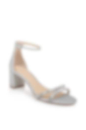 Silver Napa Leather Embellished Heels by SEPHYR at Pernia's Pop Up Shop