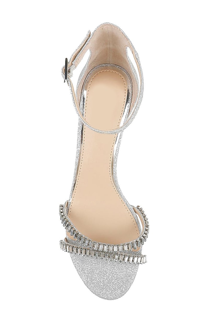 Silver Napa Leather Embellished Heels by SEPHYR at Pernia's Pop Up Shop