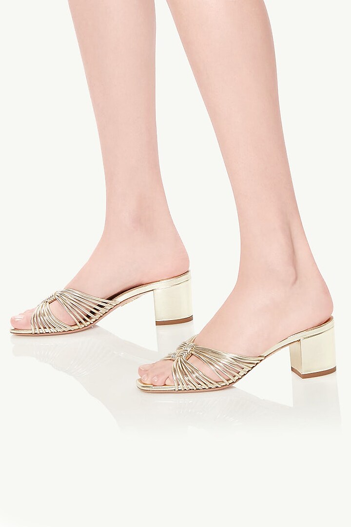 Gold Metallic Napa Leather Heels by SEPHYR at Pernia's Pop Up Shop
