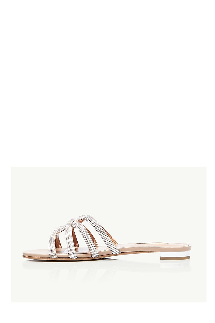 Nude Napa Leather Embellished Flats by SEPHYR