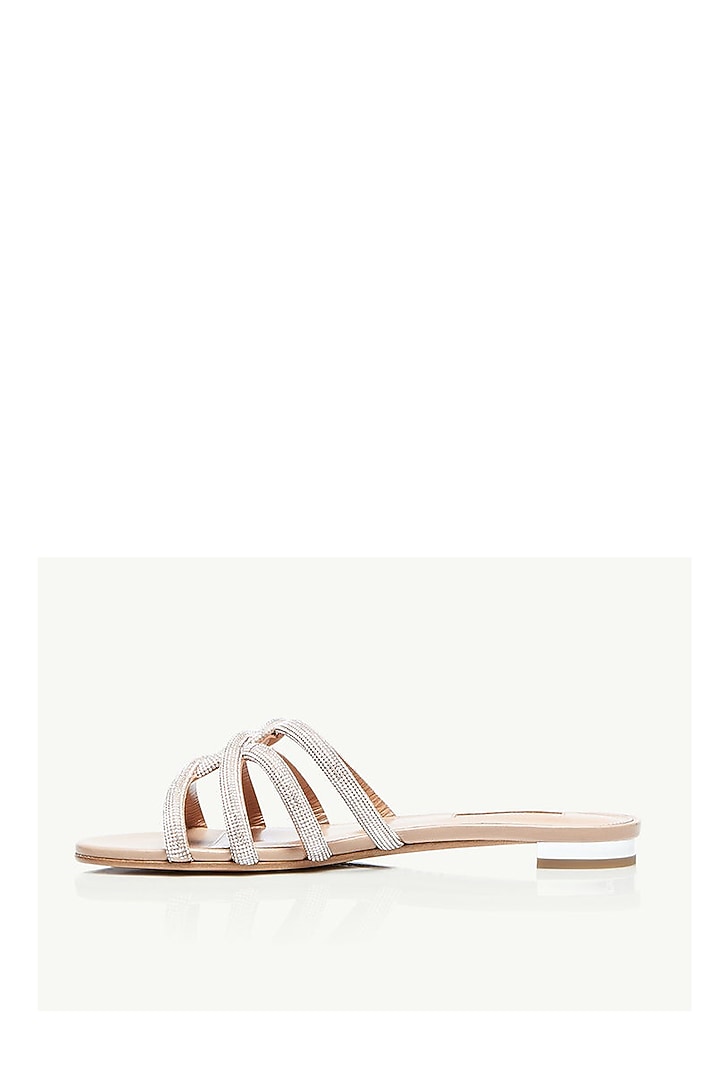 Nude Napa Leather Embellished Flats by SEPHYR at Pernia's Pop Up Shop