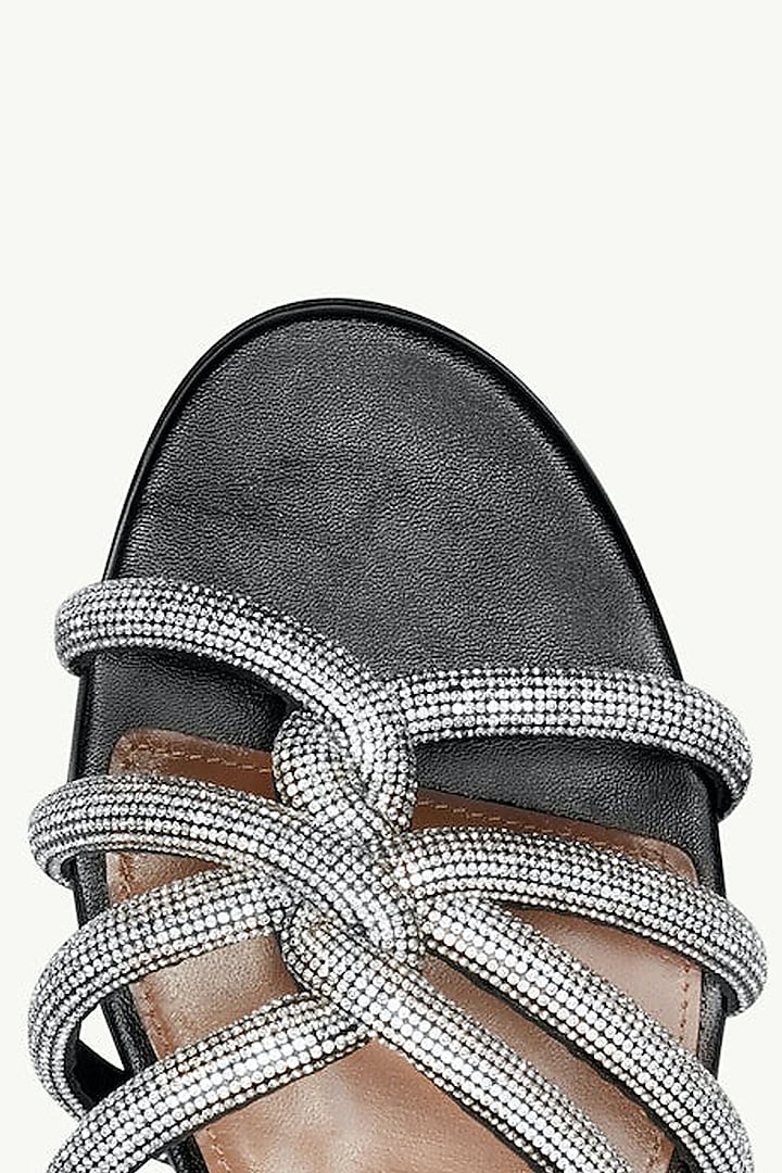 Black Napa Leather Embellished Flats by SEPHYR at Pernia's Pop Up Shop
