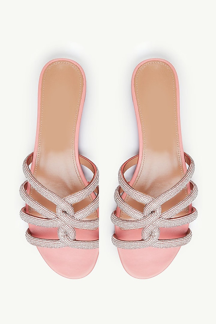 Pink Napa Leather Embellished Flats by SEPHYR