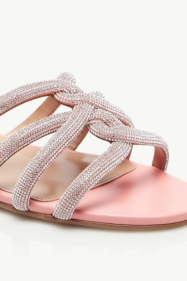 Pink Napa Leather Embellished Flats by SEPHYR at Pernia's Pop Up Shop