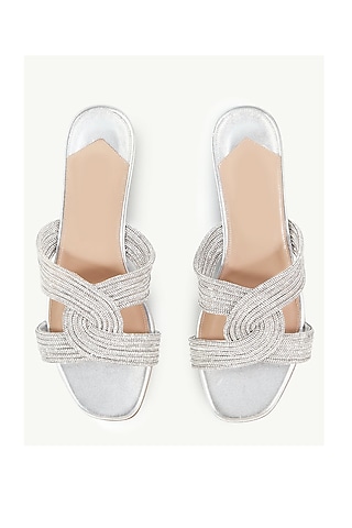 Silver Napa Leather Embellished Flats by SEPHYR