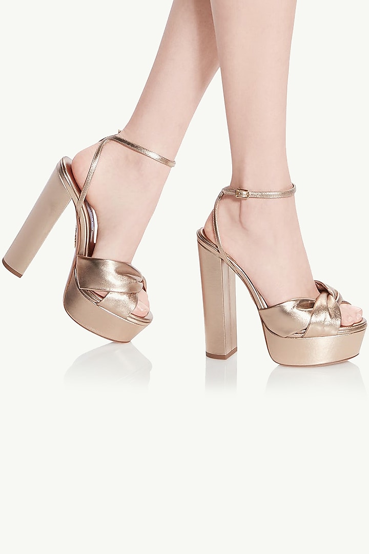Rose Gold Napa Leather Heels by SEPHYR at Pernia's Pop Up Shop