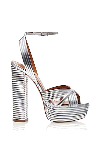 Metallic Silver Napa Leather Heels by SEPHYR
