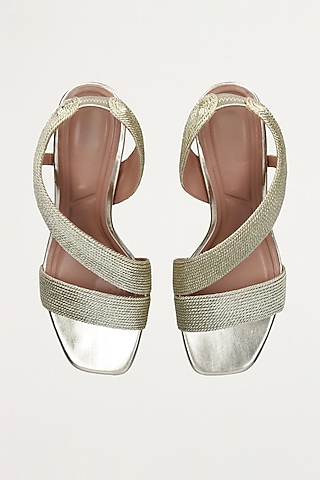 Champagne Gold Non-Leather Block Heels by SEPHYR