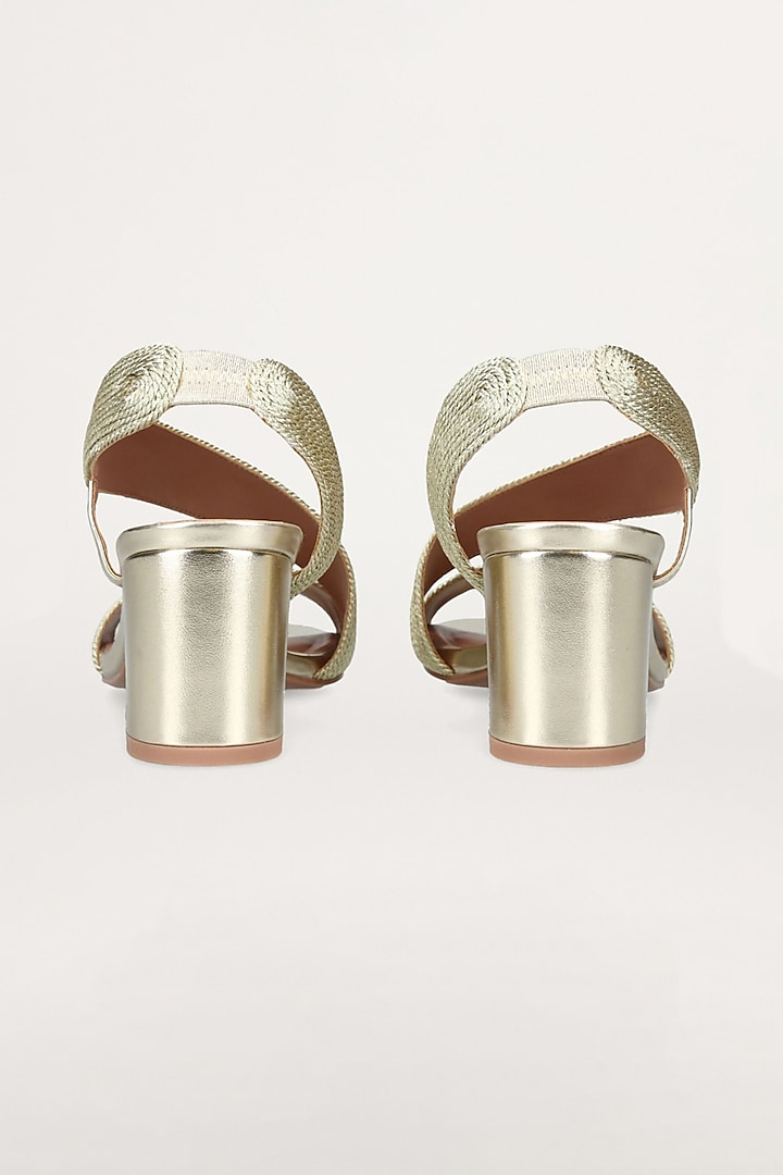 Champagne Gold Non-Leather Block Heels by SEPHYR at Pernia's Pop Up Shop
