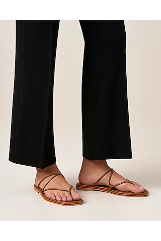 Tan Brown Non-Leather Flats by SEPHYR