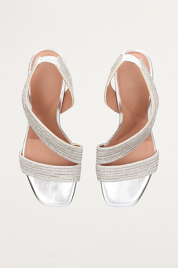 Silver Non-Leather Block Heels by SEPHYR at Pernia's Pop Up Shop