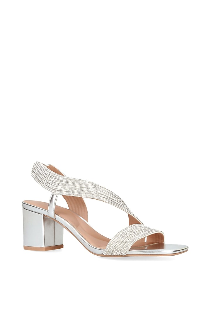 Silver Non-Leather Block Heels by SEPHYR at Pernia's Pop Up Shop