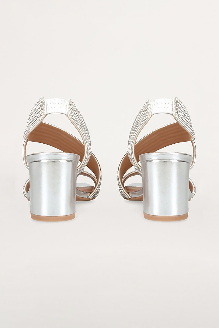 Silver Non-Leather Block Heels by SEPHYR at Pernia's Pop Up Shop