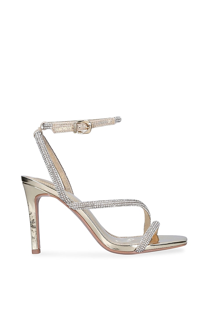 Gold Non-Leather Swarovski Rhinestone Embellished Stilettos by SEPHYR at Pernia's Pop Up Shop