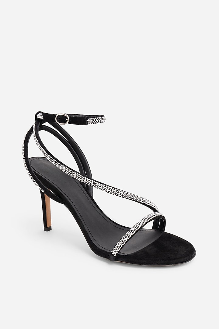 Black Non-Leather Swarovski Rhinestone Embellished Stilettos by SEPHYR at Pernia's Pop Up Shop