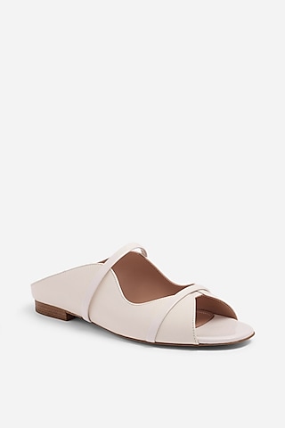 Cream Non-Leather Flats by SEPHYR