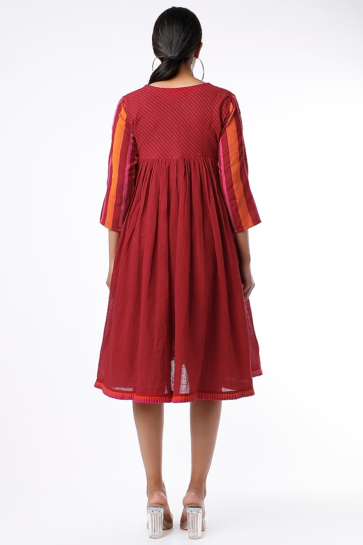 Fuchsia & Orange Handwoven Cotton Summer Dress by Sepia Stories at Pernia's Pop Up Shop