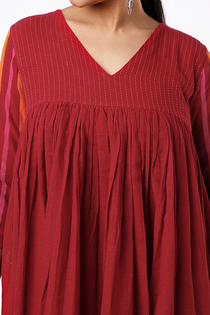 Fuchsia & Orange Handwoven Cotton Summer Dress by Sepia Stories at Pernia's Pop Up Shop