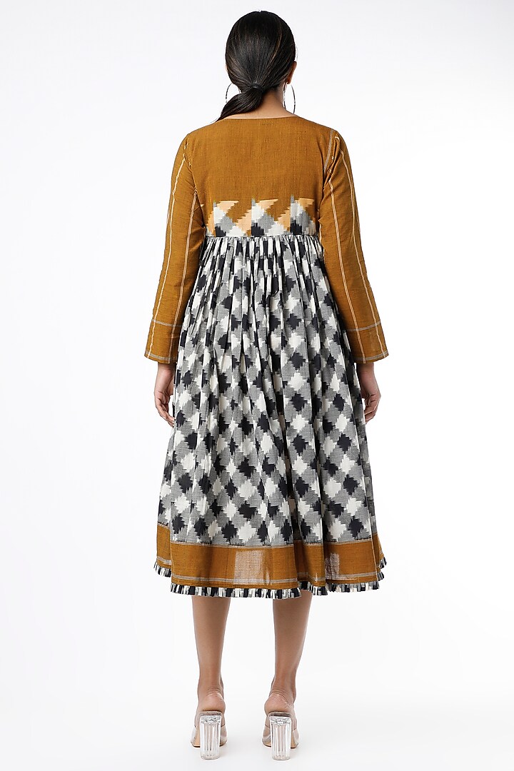 Black & White Handwoven Ikat Cotton Vacation Dress by Sepia Stories at Pernia's Pop Up Shop