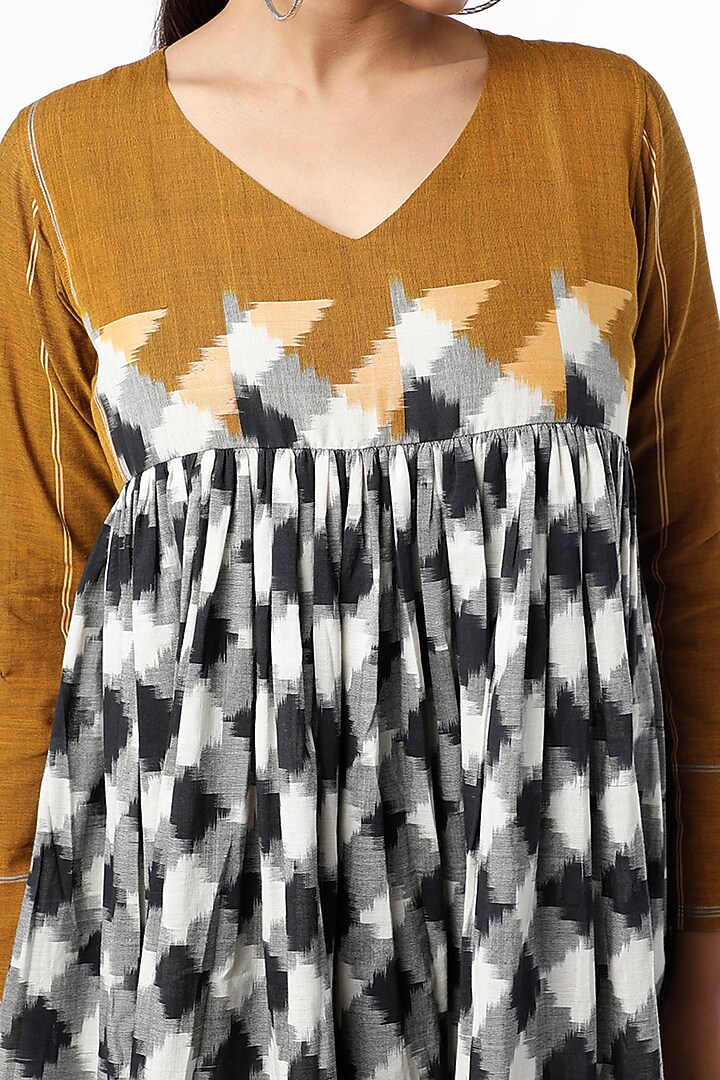 Black & White Handwoven Ikat Cotton Vacation Dress by Sepia Stories at Pernia's Pop Up Shop