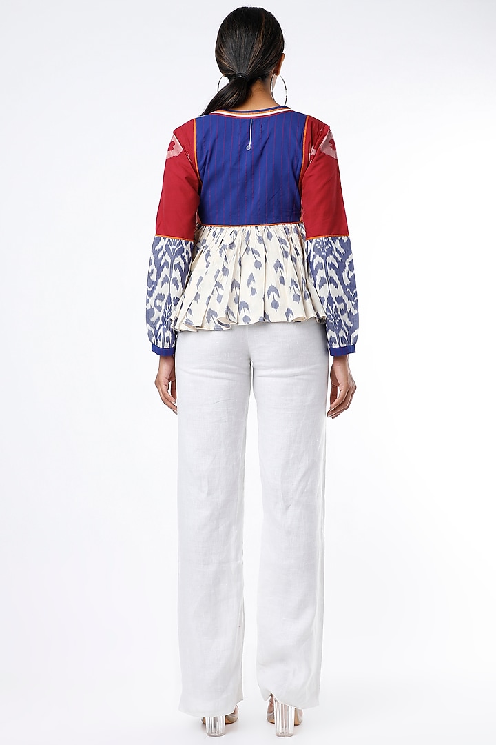 White Ikat Cotton Top by Sepia Stories at Pernia's Pop Up Shop