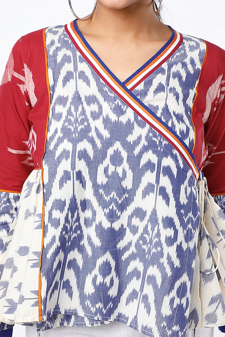 White Ikat Cotton Top by Sepia Stories at Pernia's Pop Up Shop